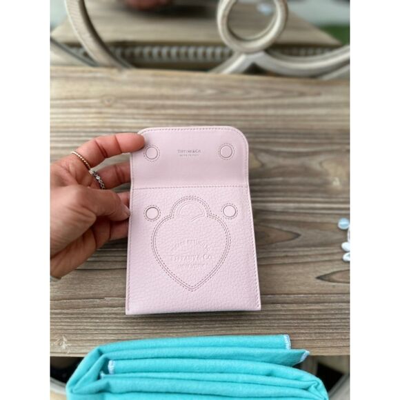 Tiffany & Co.Crystal Pink Taurillon Leather Pouch Clutch Purse Card Holder - Picture 3 of 5